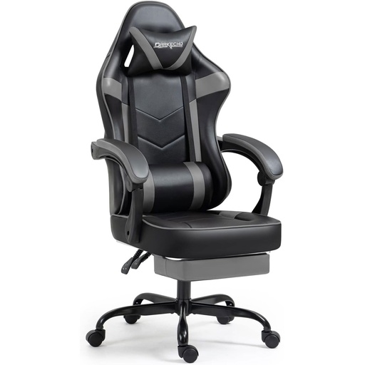 [GS0509] Gaming Chair with Footrest BLACK GREY MAF-7709