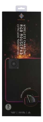 [GS0391] Deltaco Gaming Mousepad With Wireless Charger  . 900x400mm Black - dmp320