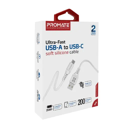 [GS1227] Promate USB-A to USB-C Cable 2m  XCord-AC200.white