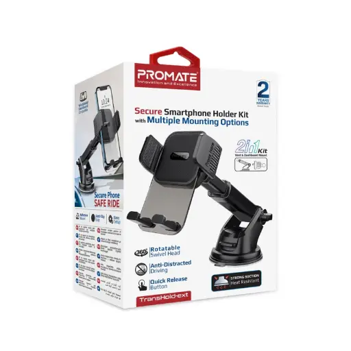 [GS1465] Promate Transparent Car Mount with Intelligent Auto-Clamping Cradle Design - TransHold 