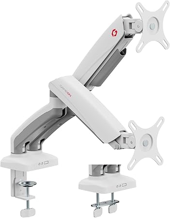 [GS0465] GAME ON GO-5450 Basic Dual Pole 
 Mounted Monitor Arm White