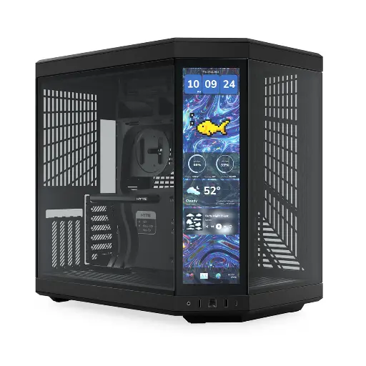 [GS0207] HYTE Y70 Touch Infinite Black Dual Chamber Mid-Tower ATX Computer Case, 14.5" 688 x 2560 (2.5K) Touch Display, Up to 10 Fans & 360mm Radiator Support,  