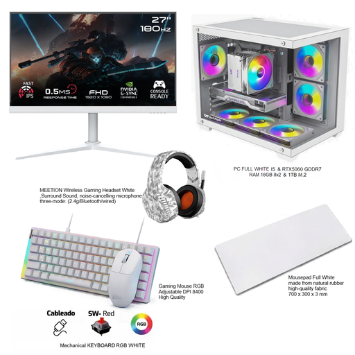 Gaming PC Bundle FULL WHITE Intel Core i5 & RTX5060 OC WHITE GDDR7