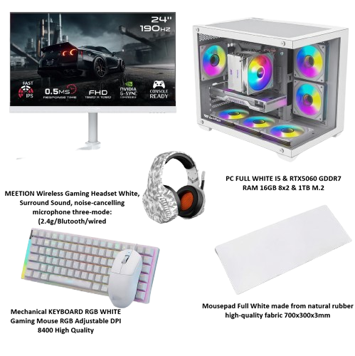 Gaming PC Bundle FULL WHITE Intel Core i5 & RTX5060 OC WHITE GDDR7