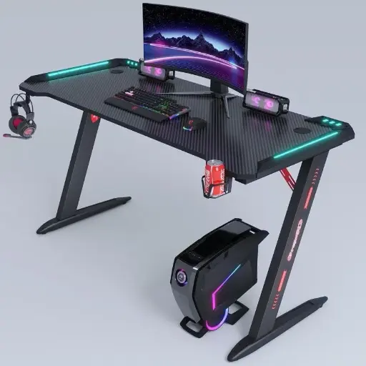 [GS2506] Gaming Desk Black Z-Shaped RGB 120x60x75cm – MAF Z161-120