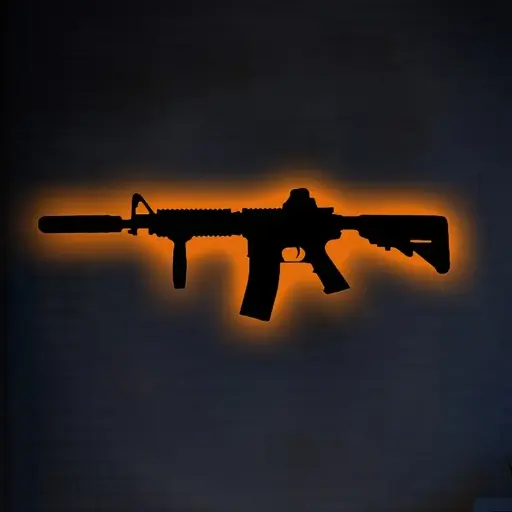 [HMD000] USB-Powered Neon Gun Silhouette Wall Light - Adjustable Brightness, Game Over Sign for Gaming Room Decor, Ideal Birthday Gift for Gamers, Easy-to-Install, No  Battery Needed - APP CONTROLLER