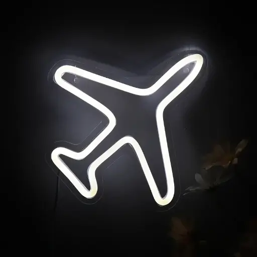 [HMD004] Neon sign in the shape of an airplane