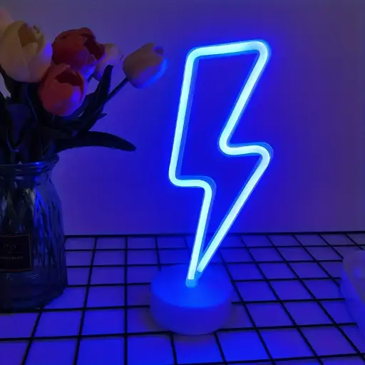 [HMD007] Lightning Bolt LED Neon Sign On Table