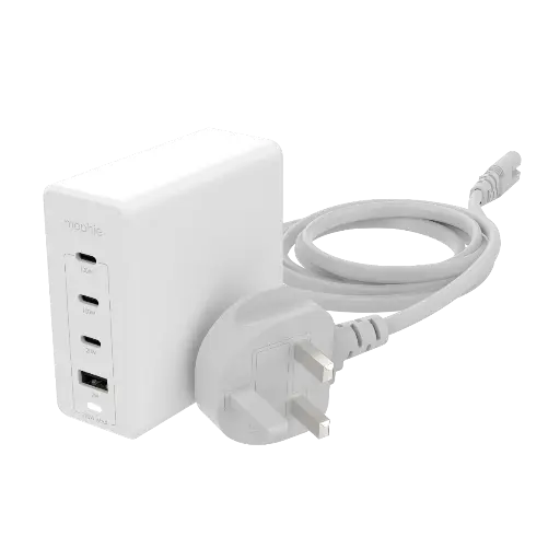 [GS2491] open box - Mophie speedport 120 USB-C Charger GaN 120W, 4-Port Fast Compact Wall Charger - white