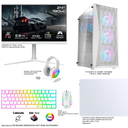 Gaming PC Bundle (I5 14400f & RTX5060  GDDR7 + GAMEON White Monitor 24.5" 190HZ 0.5MS IPS + Redragon MECHANICAL GAMING KEYBOARD White + MOUSE RGB 7200 DPI White + Gaming Headset White + Gaming Mouse PAD white 