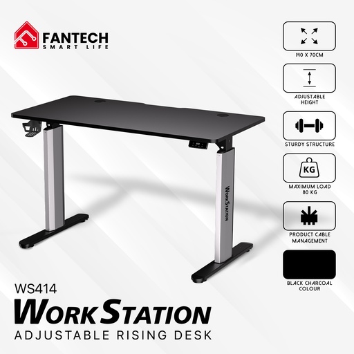 [GS2601] Gaming Table Height Adjustable 140x70cm Fantech WS414  BLACK