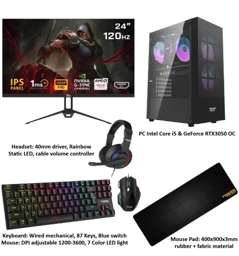 Gaming PC SETUP Intel Core i5 & RTX3050 GDDR6