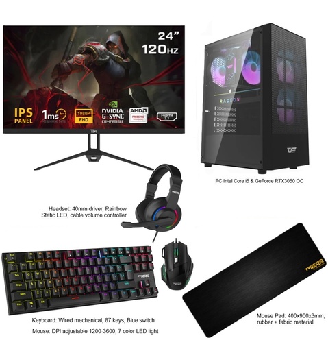 Gaming PC SETUP Intel Core i5 & RTX3050 GDDR6