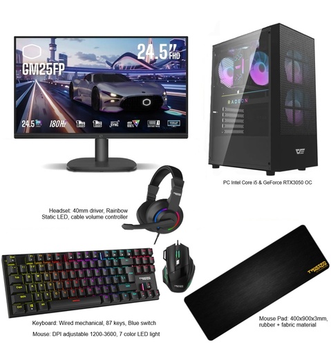 Gaming PC SETUP Intel Core i5 & RTX3050 GDDR6