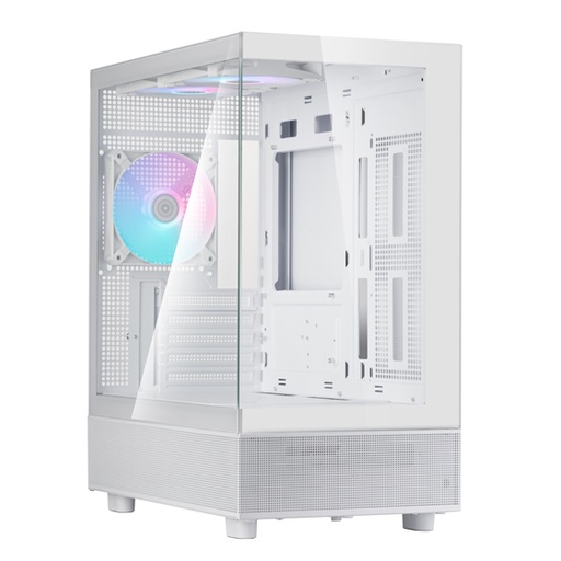 Silverstone Lucid 04 WHITE Mico ATX Gaming Chassis Panoramic Tempered Glass Case 3 ARGB fans included| SST-LD04-W-ARGB