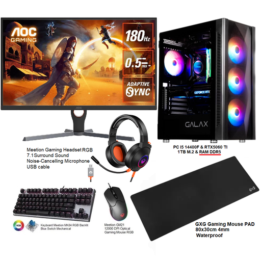 Gaming setup PC I5 14400F & GeForce RTX 5060 Ti GDDR7 & RAM DDR5