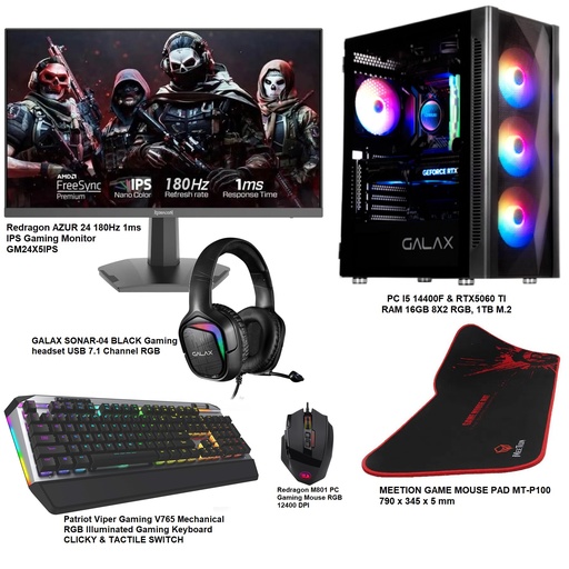 Gaming setup PC I5 14400F & GeForce RTX 5060 Ti GDDR7 