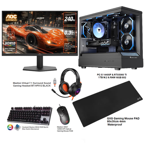Gaming setup PC Intel Core i5 & GeForce RTX 5060 Ti  GDDR7 
