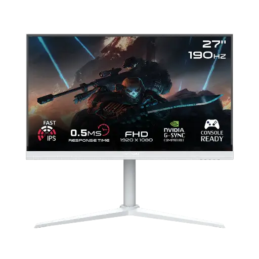 GAMEON 27" White 190Hz, 0.5ms, Fast IPS Gaming Monitor GOA27FHD190IPS