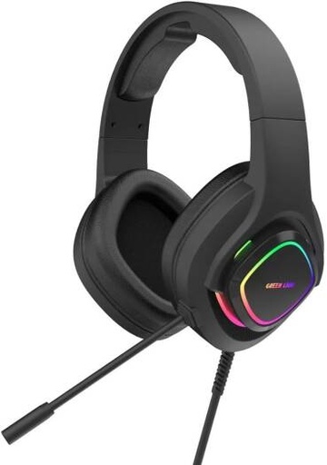 Green Lion GP32X Gaming Headphone, 50mm Speakers, 2.1m Cable Length, RGB, included micrphone, Comfortable, 360" Bendable.
