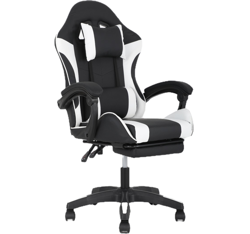 [GS2713] Gaming Chair White/BLACK with Footrest 32FR