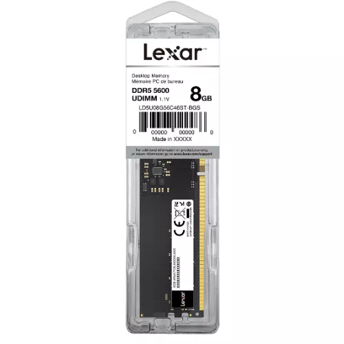 [GS2641] Lexar UDIMM 8GB DDR5 RAM 5600MHz, 288-Pin DDR5 UDIMM Computer RAM, High Performance UDIMM Memory for PC Memory, 1.1V, CL46-45-45-90 (LD5U08G56C46ST-BGS)