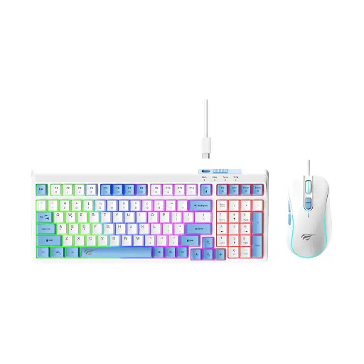 [GS2733] Havit KB891CM Wired Rainbow Backlit White & Blue Gaming Keyboard & Mouse Combo