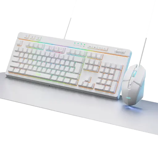 [GS2788] PCD Membrane Gaming Combo Keyboard, Mouse & MousePad KIT RGB KM-110WT - White