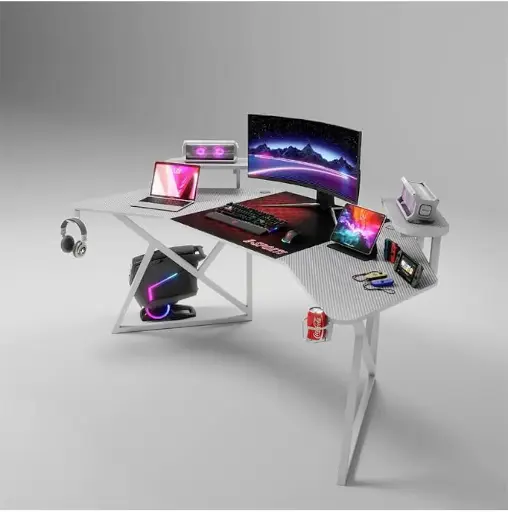 Curved Gaming Desk white Large Size 140x70cm MAF C224-140