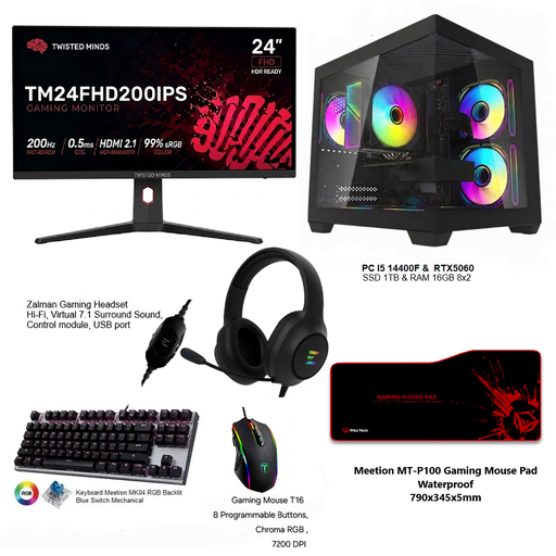 Gaming Full setup PC I5 14400F & RTX5060 GDDR7  