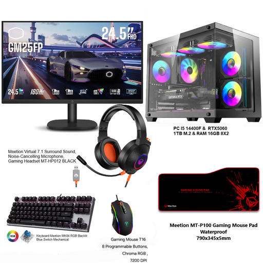 Gaming Full setup PC I5 14400F & RTX5060 GDDR7  