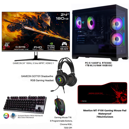 Gaming Full setup PC Intel Core i5 & RTX5060 GDDR7  