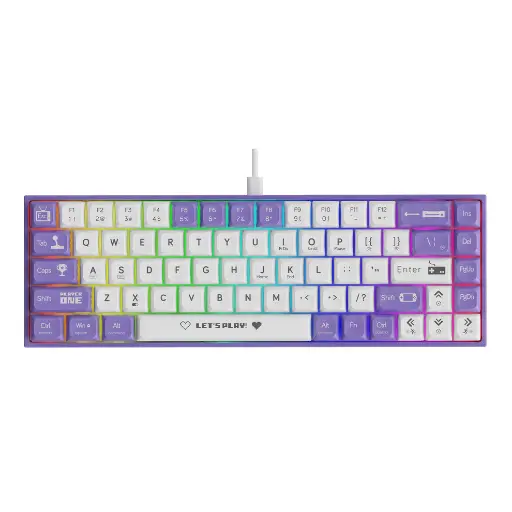 OPEN BOX - AJAZZ KEYBOARD PURPLE WHITE BROWN SWITCH (WIRED ONLY) 60% - AK680