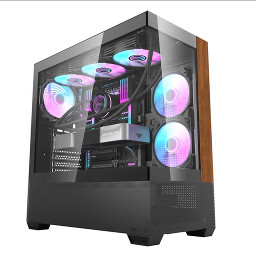 [GS2853] Case DS900W AIR WOOD 6 FANS RGB BLACK Darkflash ATX