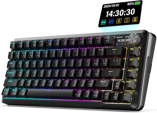 [GS2860] Redragon K708 Pro Wireless Mechanical Keyboard, with Hot-Swap Pre-Lubed Leopard L Switch, Screen