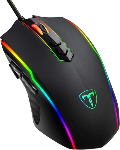 [GS2982] Gaming Mouse T16 Wired with 8 Programmable Buttons, Chroma RGB Backlit, 7200 DPI Adjustable, Comfortable Grip Ergonomic Optical Computer Gaming Mice.