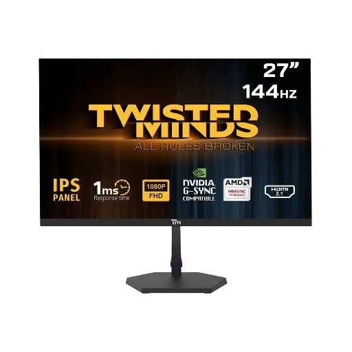 Twisted Minds 27” 144hz 1MS, IPS HDMI 2.1 & DP 1.4 Gaming Monitor TM27FHD144IPS