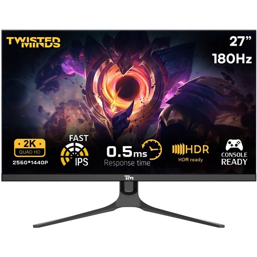 Twisted Minds 27" 2K 180HZ 0.5MS Fast IPS QHD HDMI 2.1 Gaming Monitor - TM27QHD180IPS 
