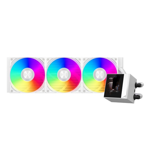 [GS2963] PCCOOLER CPU Cooler Liquid Freezer, 360mm AIO Liquid Cooling, High-Performance Pump, 2.4” IPS Display, CPS ARGB Water Cooling with Quiet F5 R120 Fans(DC360 white)