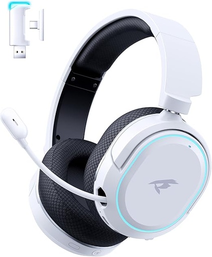 PICUN G2 RGB Wireless Gaming Headset, 7.1 Surround Sound, 2.4GHz - White