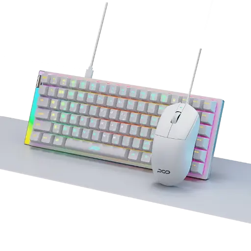 [GS2995] PCD Membrane Gaming Combo Keyboard, Mouse & MousePad KIT RGB KM-L112WT- White
