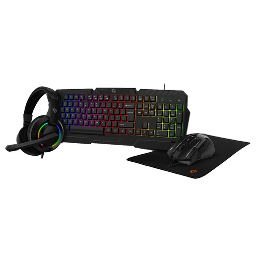 [GS3001] Porodo Gaming 4 in 1 Combo with Keyboard, Headphone, Mouse and Mouse Pad - Black PDX221