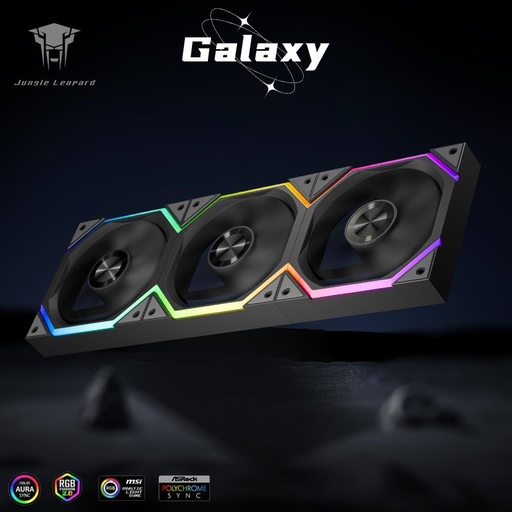 Triple-Pack Fan Jungle Leopard Galaxy ARGB FAN BLACK