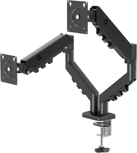 GAMEON GO-5550 Gas Spring Dual Monitor Arm – Adjustable Desk Mount Stand for 17"-32" Monitors BLACK