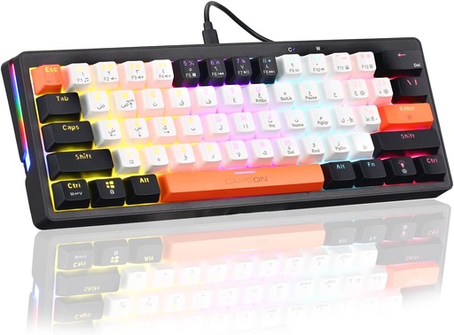 OPEN BOX - GAMEON AEROX Series GOMK160-RS 60% RGB Mechanical Wired Gaming Keyboard, Red Switch - English/Arabic