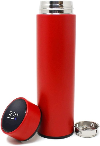 Smart Thermos Cup Portable LCD Temperature Display RED