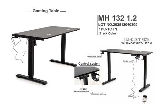  Gaming Table 132-Black