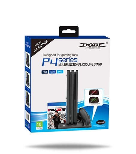  MCBAZEL DOBE MULTI-FUNCTION VERTICAL COOLING STAND WITH DUAL USB CHARGER DOCK STATION FOR PS4 - PS4 SLIM PS4 PRO CONSOLE-TP4-19076