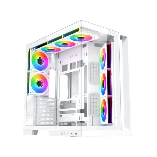 XIGMATEK AQUA 7 Arctic E-ATX Tempered Glass Panels White With 7 fans rgb (EN49033) 