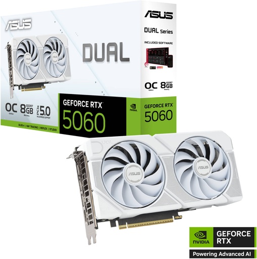 ASUS Dual GeForce RTX 5060 White OC Edition 8GB GDDR7 Graphics Card